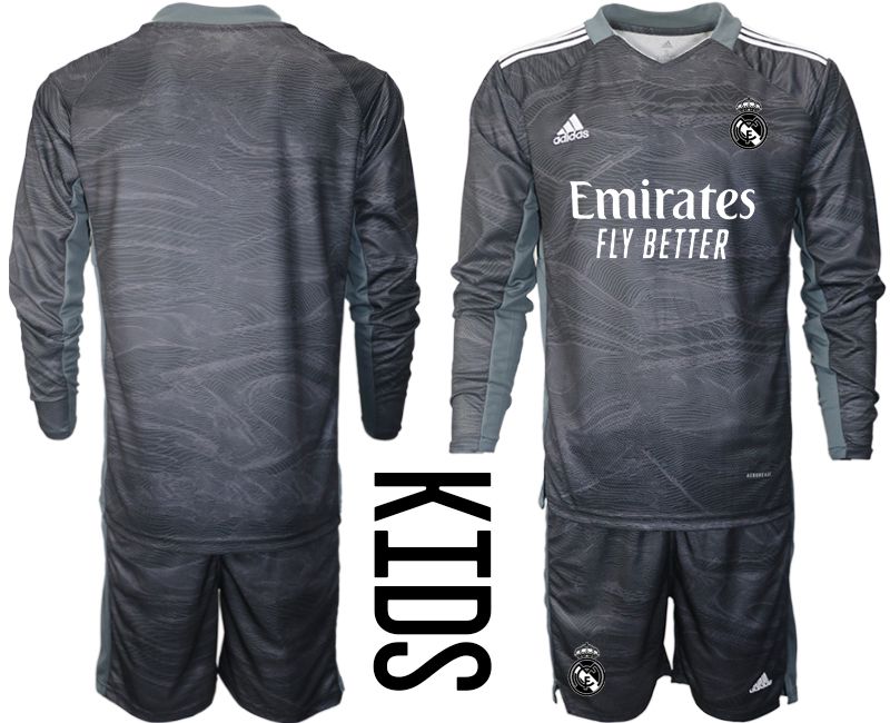 Youth 2021-2022 Club Real Madrid black goalkeeper long sleeve blank Soccer Jersey